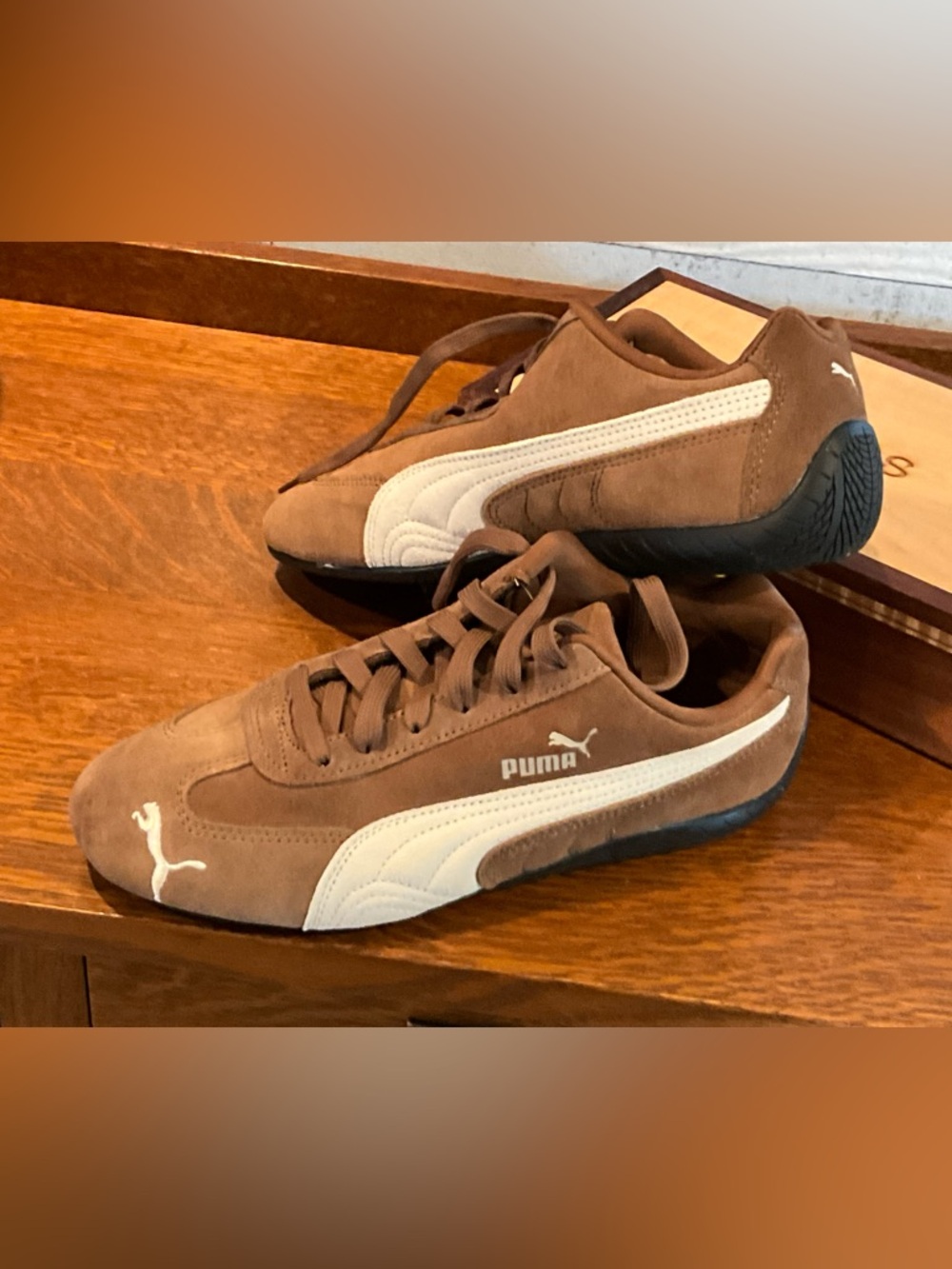 Puma Speedcat OG Brown Suede Sneakers with White Formstrip